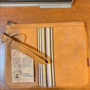 Bungalow 360 Tan Wristlet with Striped Accent